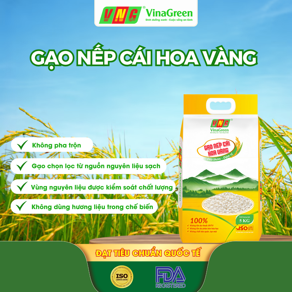 Gạo Nếp Cái Hoa Vàng VinaGreen