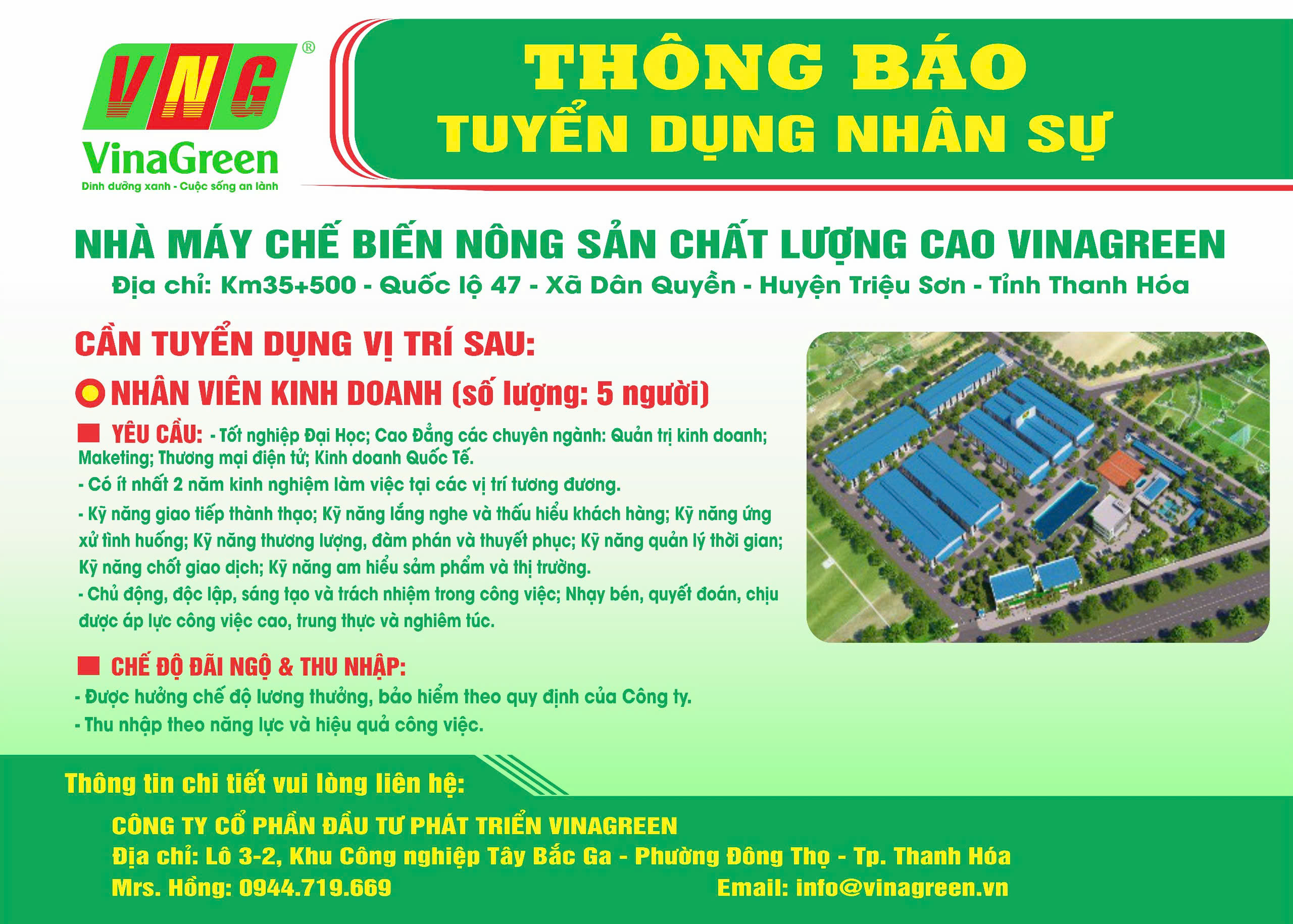 công ty VinaGreen Tuyển dụng nhân viên kinh doanh tháng 2 năm 2025